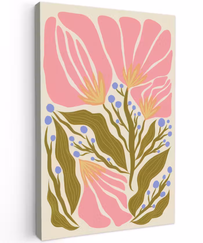 Canvas schilderij - Abstracte Roze Bloemen