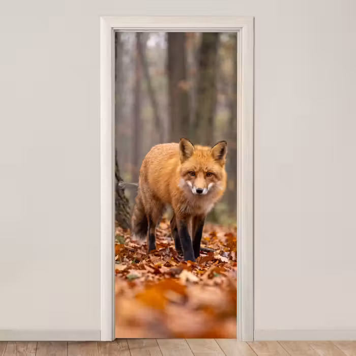 Deursticker - Vos - Herfst - Bladeren