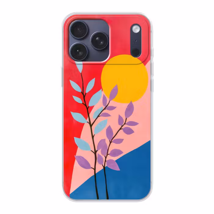 Telefoonhoesje Softcase - Abstracte Takken met Gele Zon