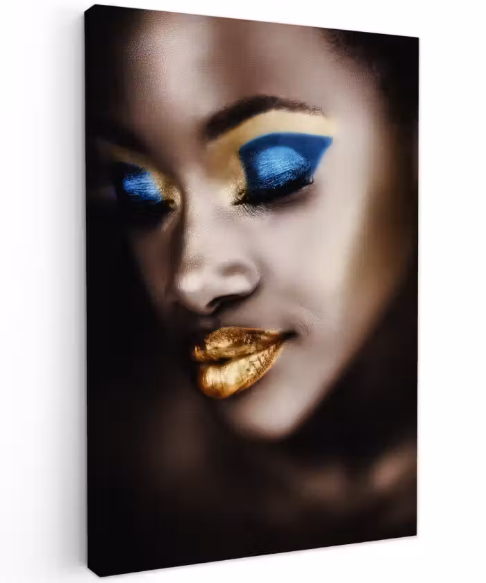 Canvas schilderij - Black and Gold - Vrouw - Make up