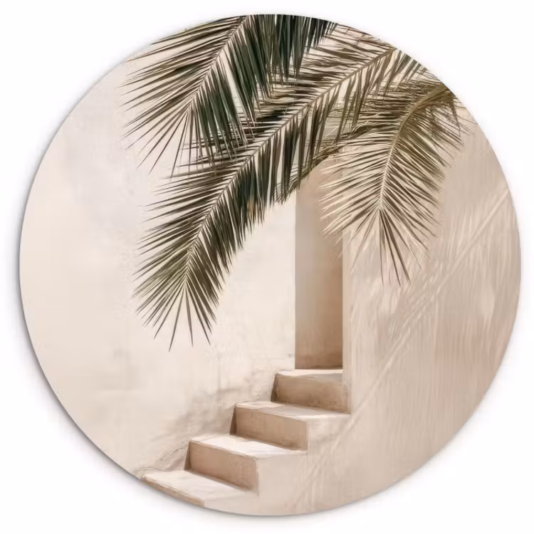 Muurcirkel - Palmblad Trap Beige