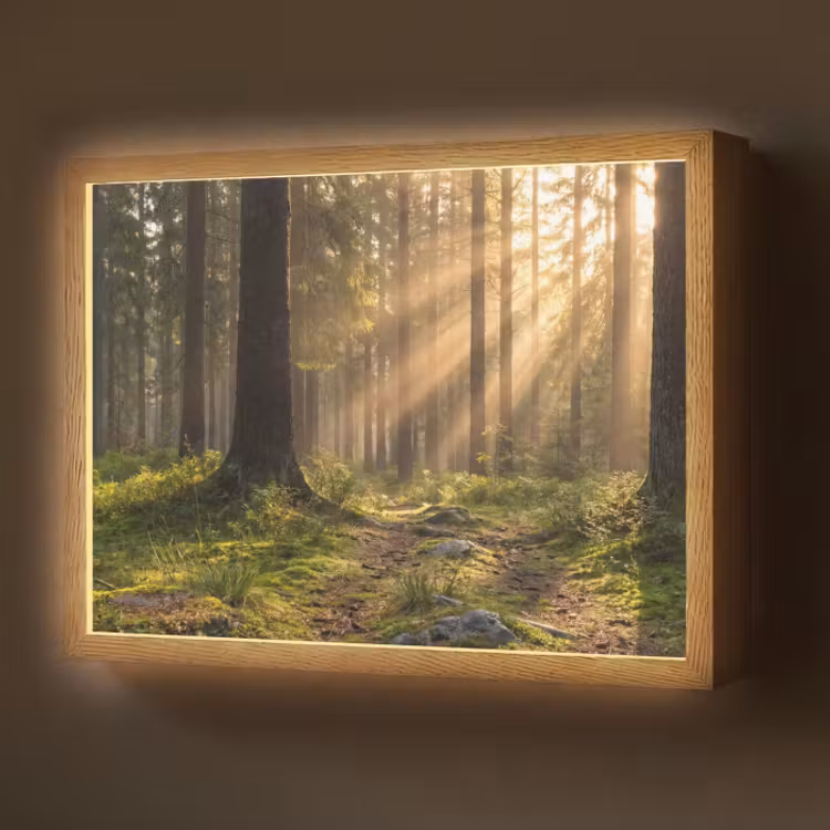 Lightbox - Wandlamp - Bos met Zonnestralen