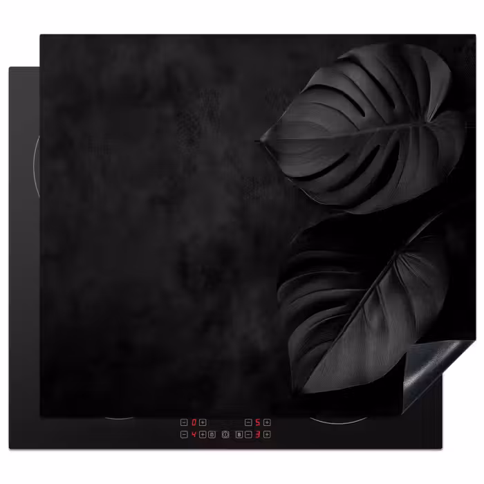 Inductie beschermer - Zwart - Blad - Monstera
