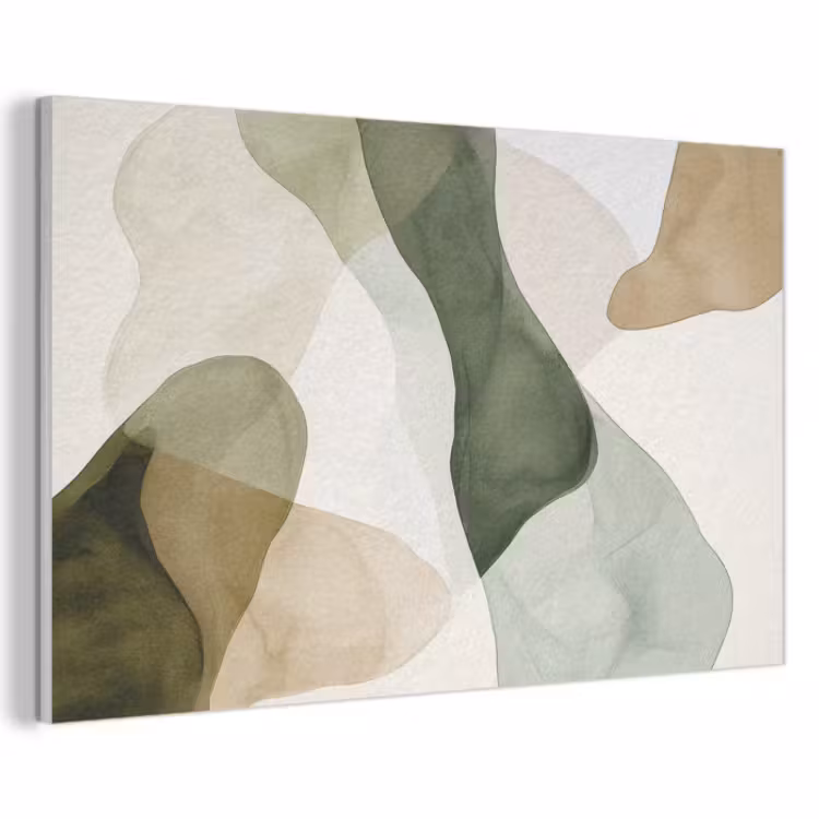 Akoestisch schilderij - Abstracte Aquarel Vormen Groen