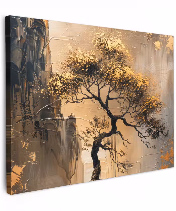 Canvas schilderij - Kunst - Boom - Goud - Modern