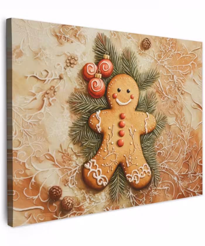 Canvas schilderij - Kerstmis - Koekje - Poppetje - Speculaas
