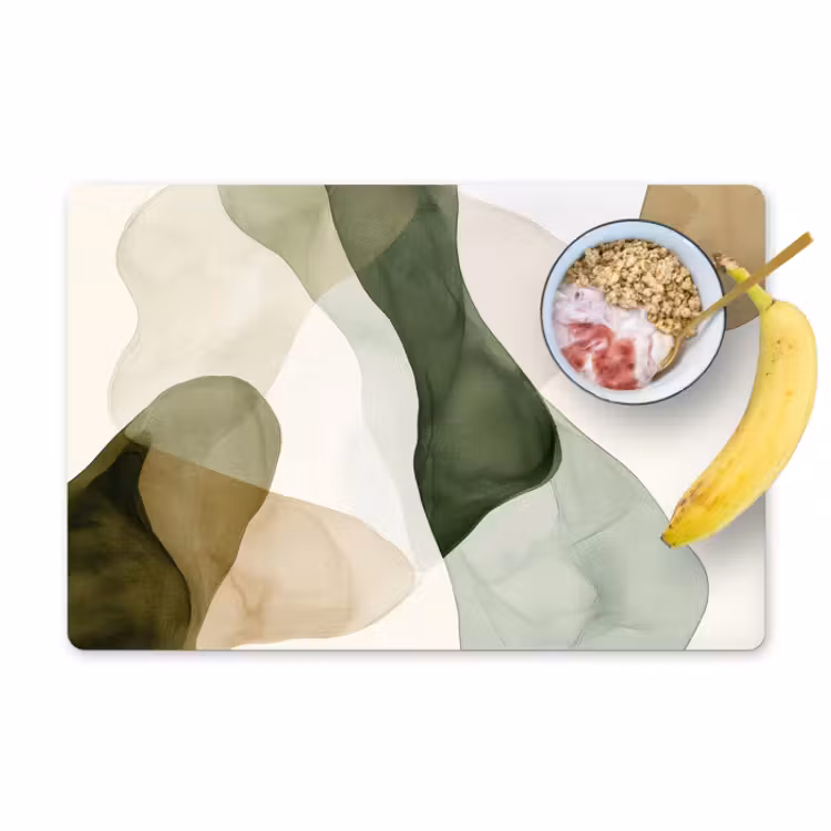 Placemat - 6 stuks - Abstracte Aquarel Vormen Groen