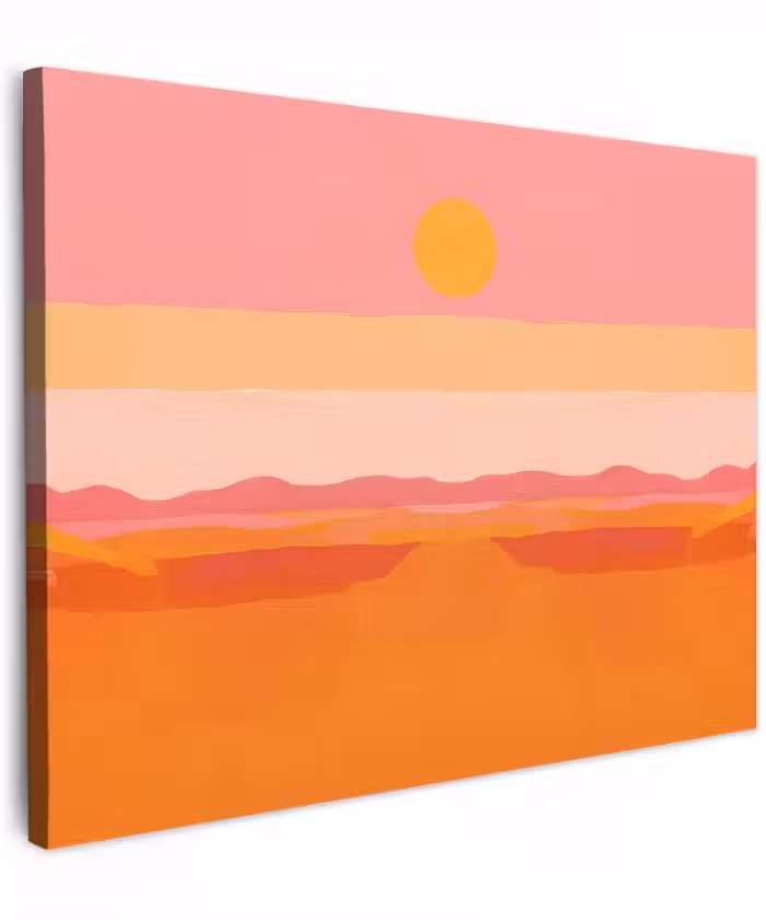 Canvas schilderij - Zon - Abstract - Landschap - Oranje