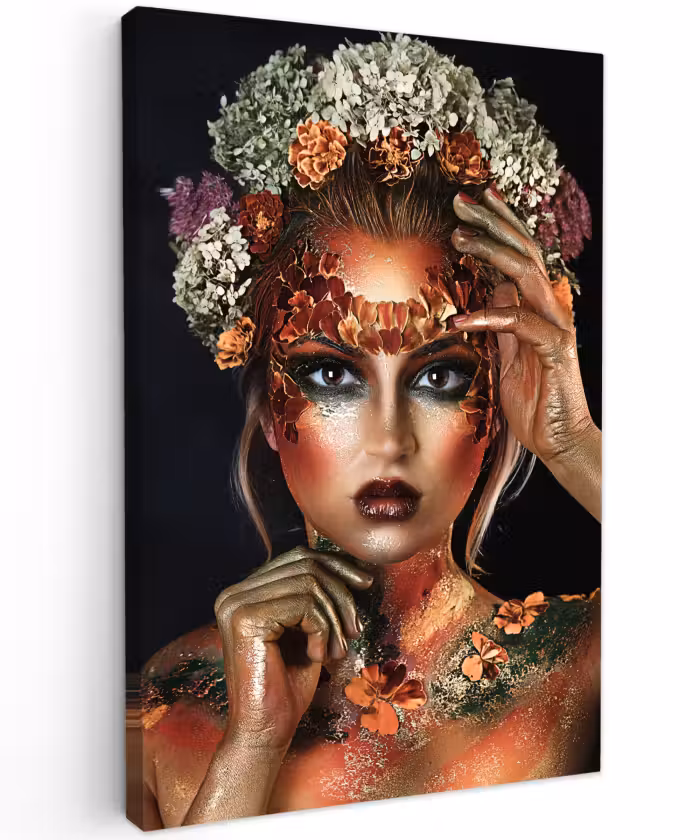 Canvas schilderij - Bloemen - Vrouw - Kroon