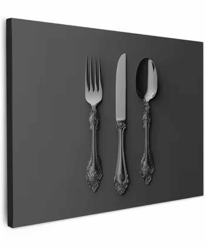 Canvas schilderij - Bestek - Zwart