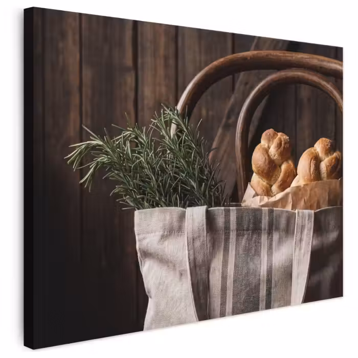 Canvas schilderij - Brood - Kruiden - Eten