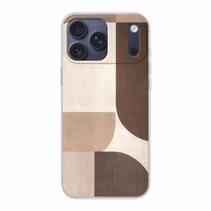 Telefoonhoesje Softcase - Abstracte Geometrische Vormen Bruin Beige