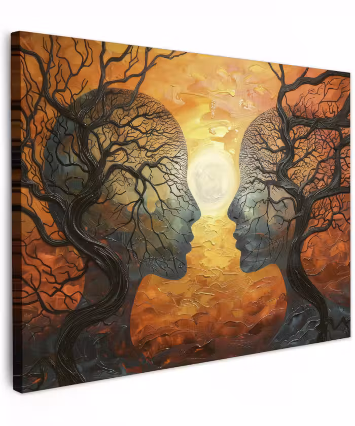Canvas schilderij - Kunst - Mensen - Bomen - Abstract