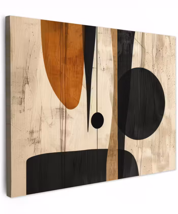Canvas schilderij - Kunst - Beige - Zwart - Modern