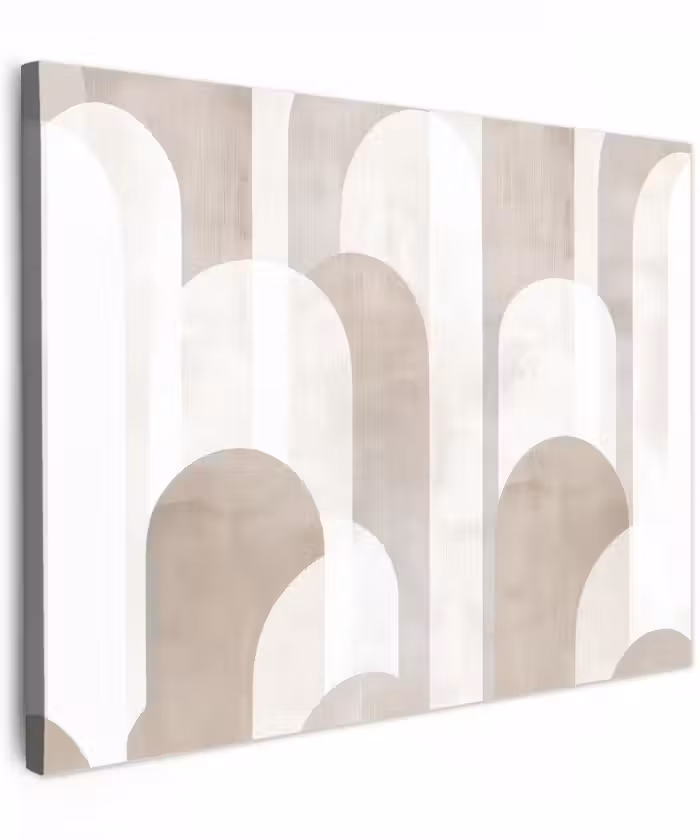 Canvas schilderij - Abstracte bogen - Modern - Beige
