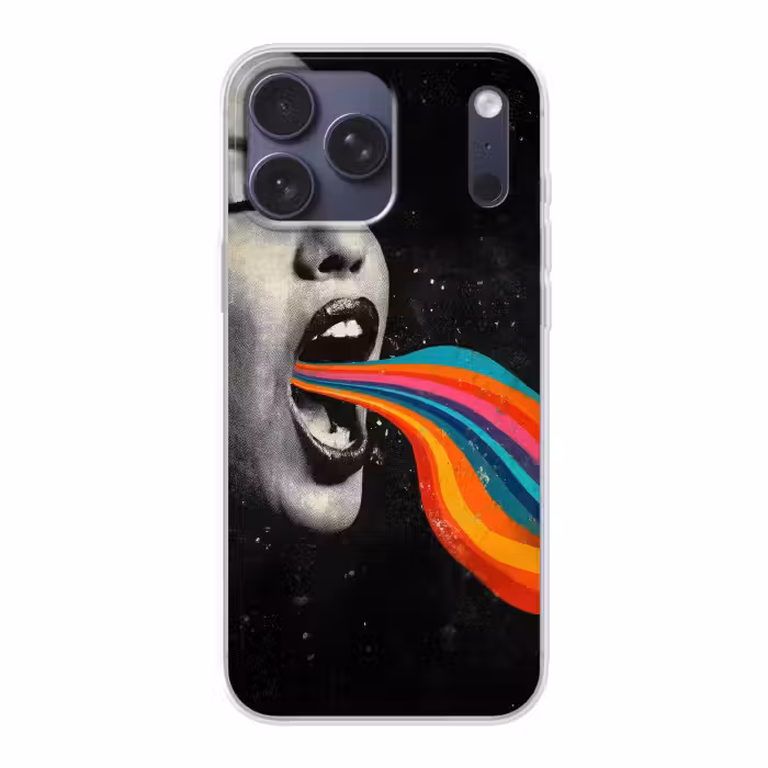 Telefoonhoesje Softcase - Open Mond Regenboog Retro