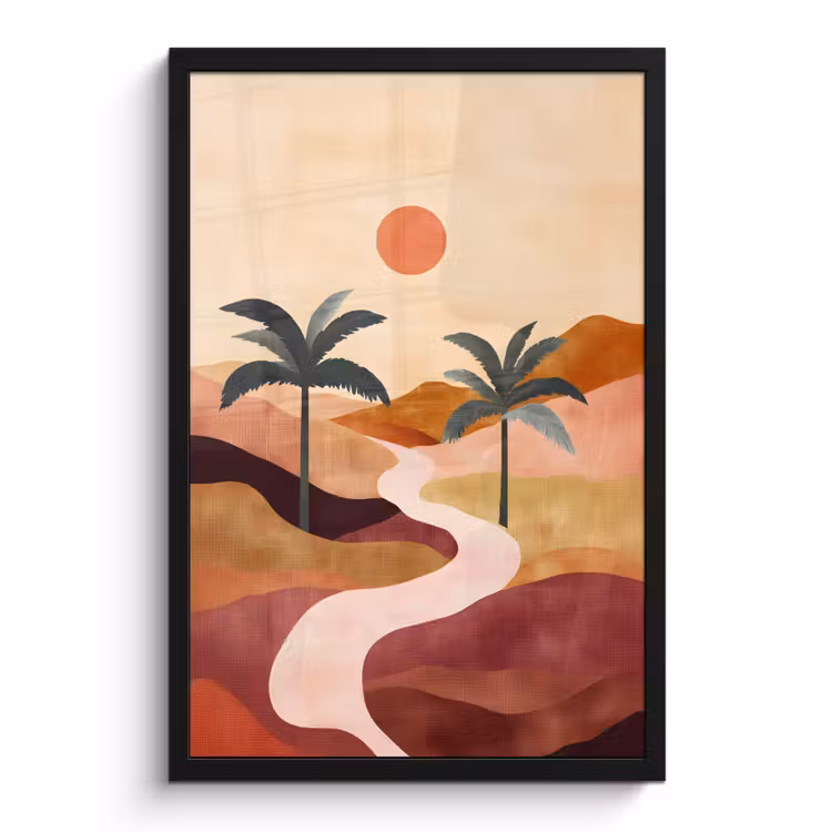 Poster met lijst - Palmbomen Woestijn Landschap Boho