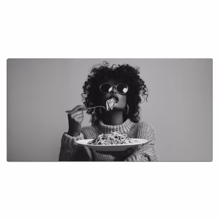 Bureau onderlegger - Vrouw - Pasta - Zwart - Wit