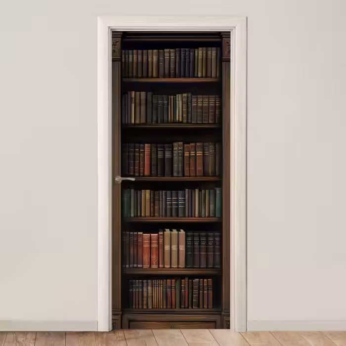 Deursticker - Boekenkast Oude Boeken