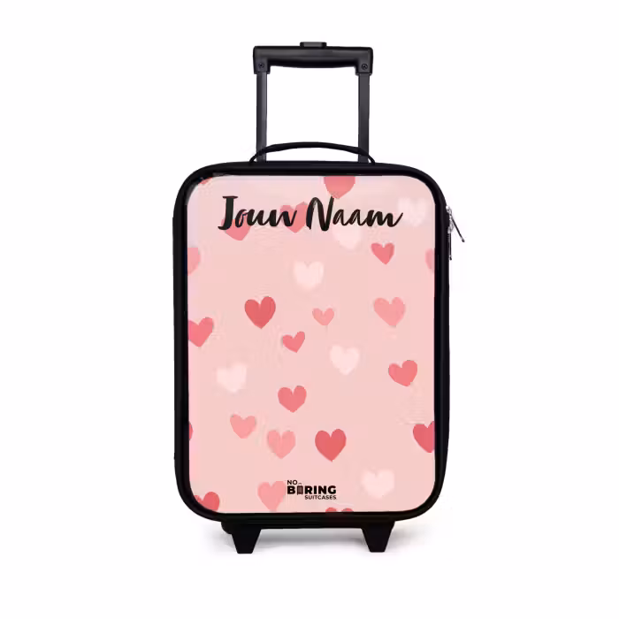 Kinderkoffer met naam - Hartjes - Patroon - Roze