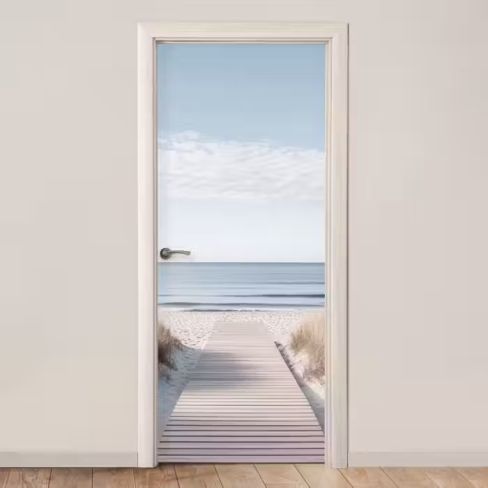 Deursticker - Houten Pad naar Strand