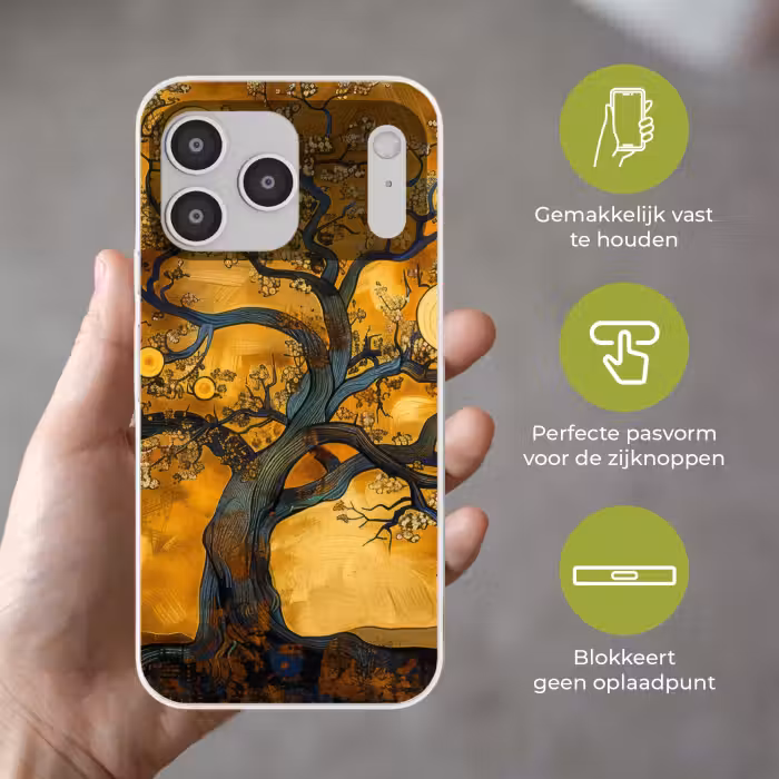 Telefoonhoesje Softcase - Boom met Gouden Cirkels