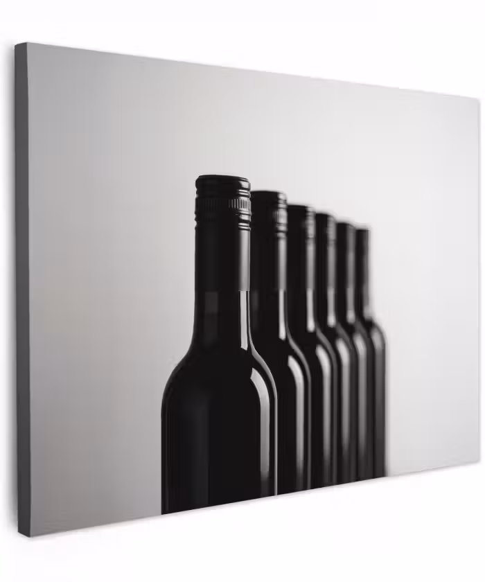 Canvas schilderij - Wijnflessen - Zwart - Minimalistisch