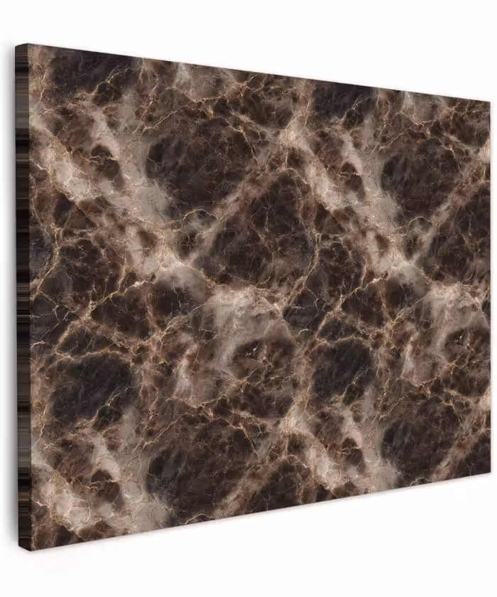Canvas schilderij - Bruin - Goud - Marmer