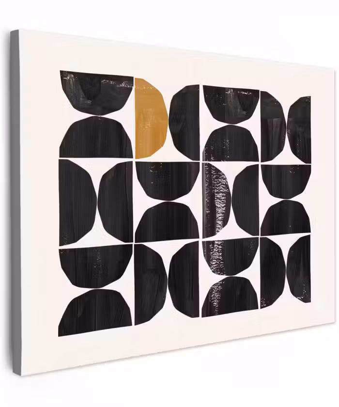Canvas schilderij - Abstracte kunst - Zwart - Modern - Beige