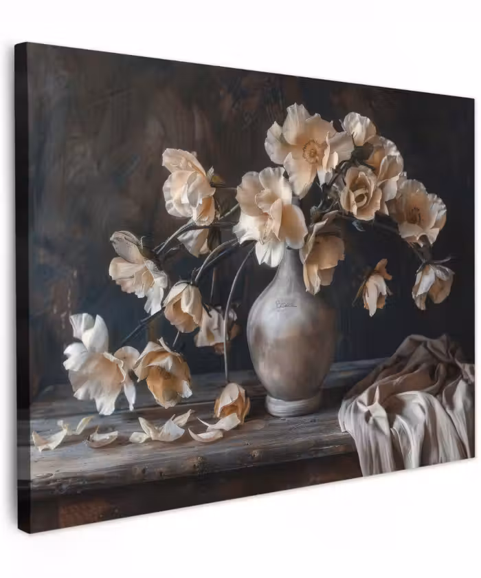 Canvas schilderij - Stilleven Bloemen in Vaas