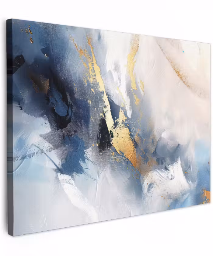 Canvas schilderij - Blauw - Modern - Marmer - Abstract - Goud