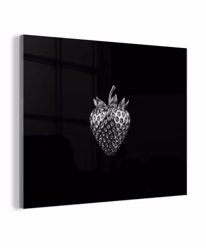 Glas schilderij - Zilveren Aardbei