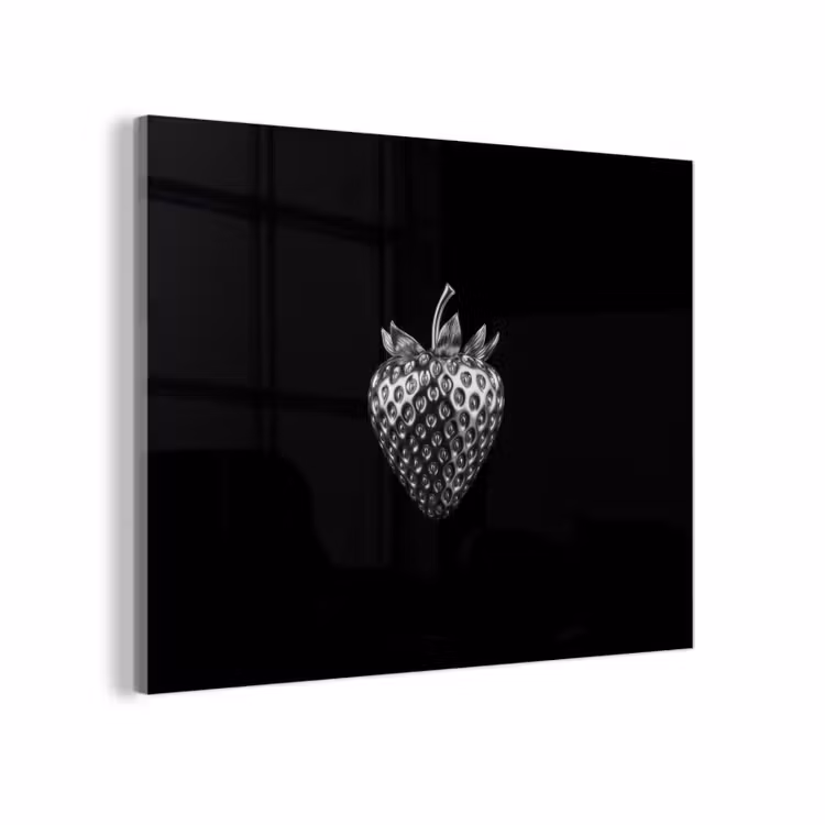 Glas schilderij - Zilveren Aardbei