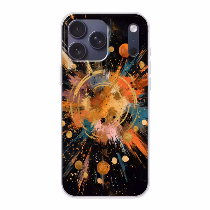 Telefoonhoesje Softcase - Abstracte Explosie met Gouden Cirkels