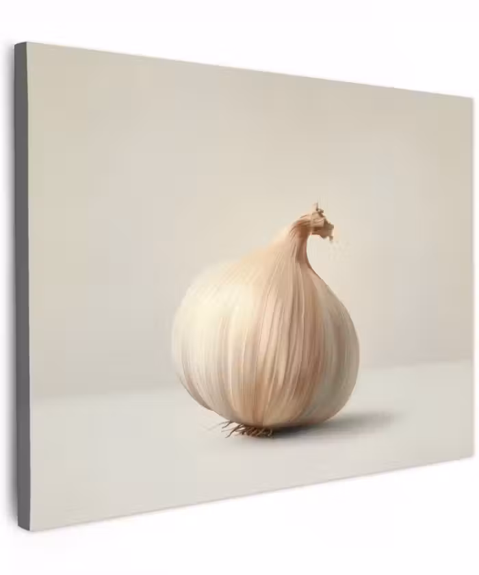 Canvas schilderij - Knoflook - Natuurlijk - Beige