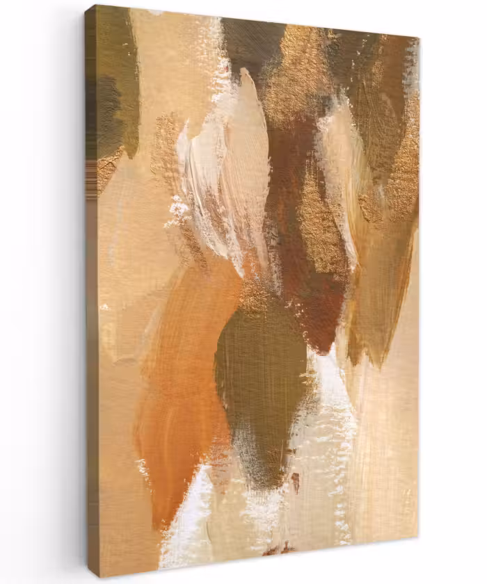 Canvas schilderij - Verf - Groen - Oranje