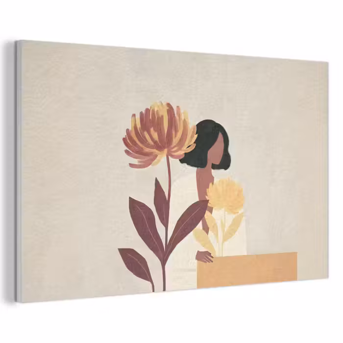 Akoestisch schilderij - Vrouw - Minimalistisch - Bloem