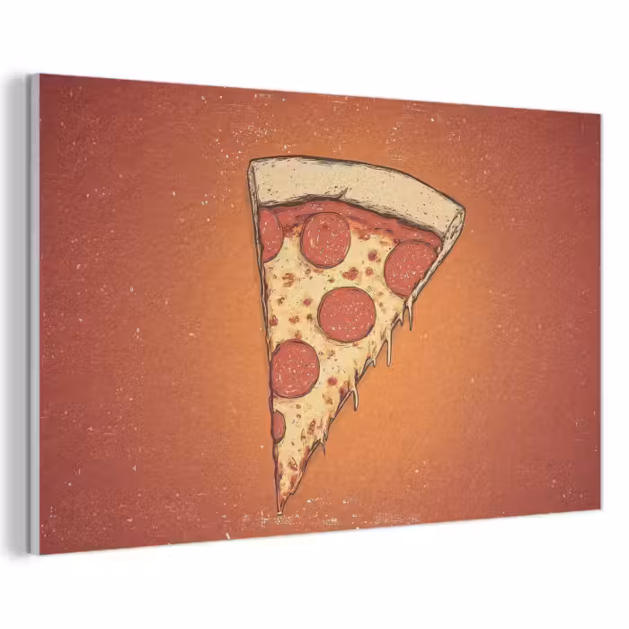 Akoestisch schilderij - Pizza - Kaas - Rood - Pepperoni