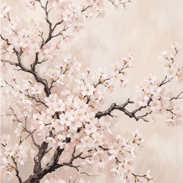 Behang - Kersenbloesem Boom Beige