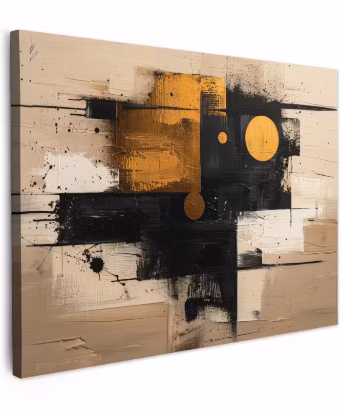 Canvas schilderij - Kunst - Beige - Modern - Goud