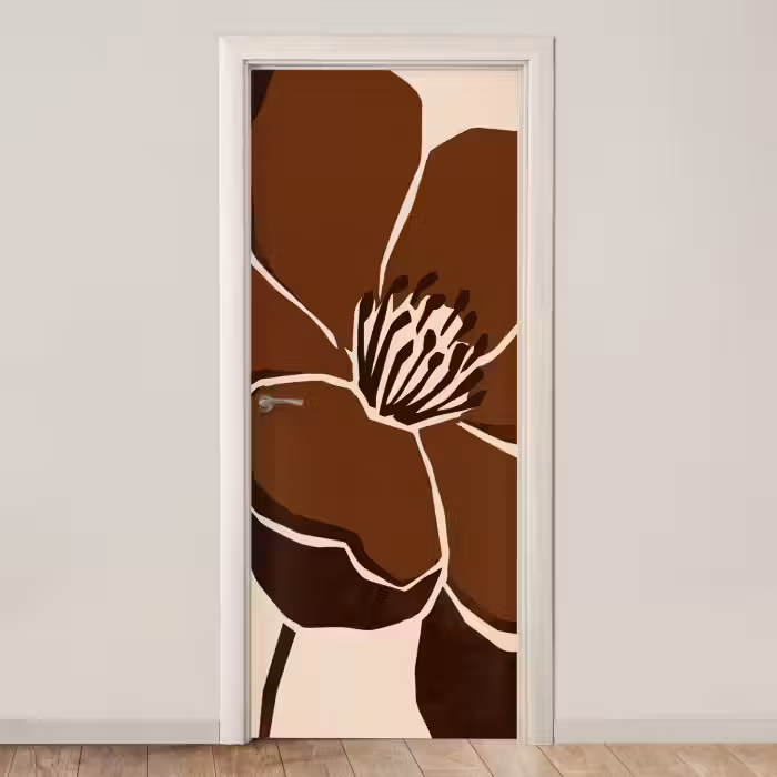 Deursticker - Bloemen - Abstract - Bruin