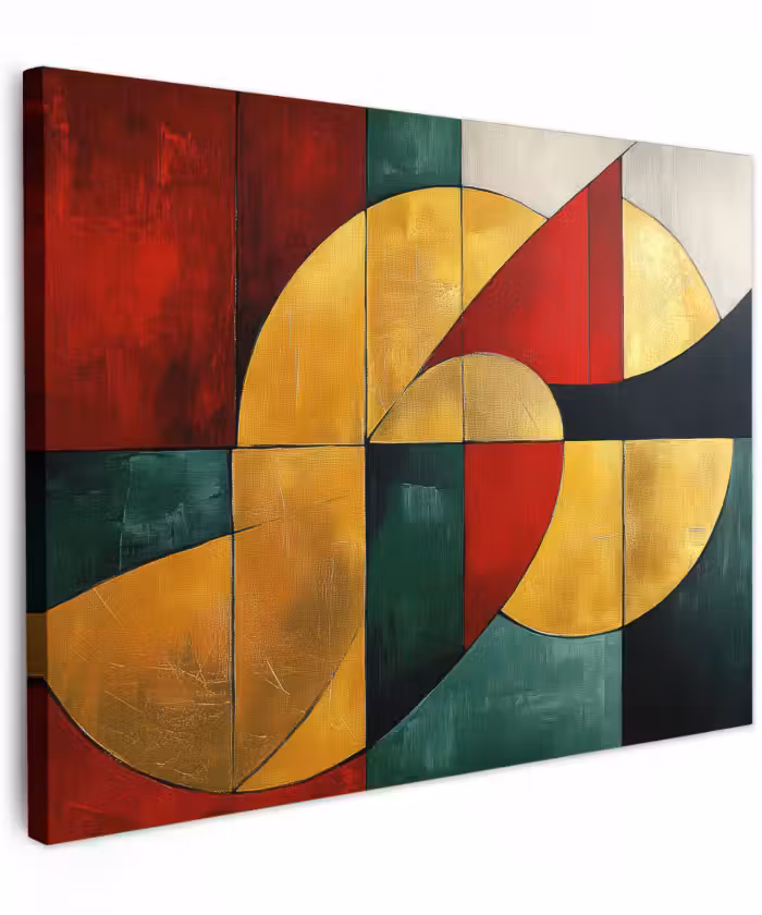 Canvas schilderij - Abstract - Kerst - Goud - Rood - Groen