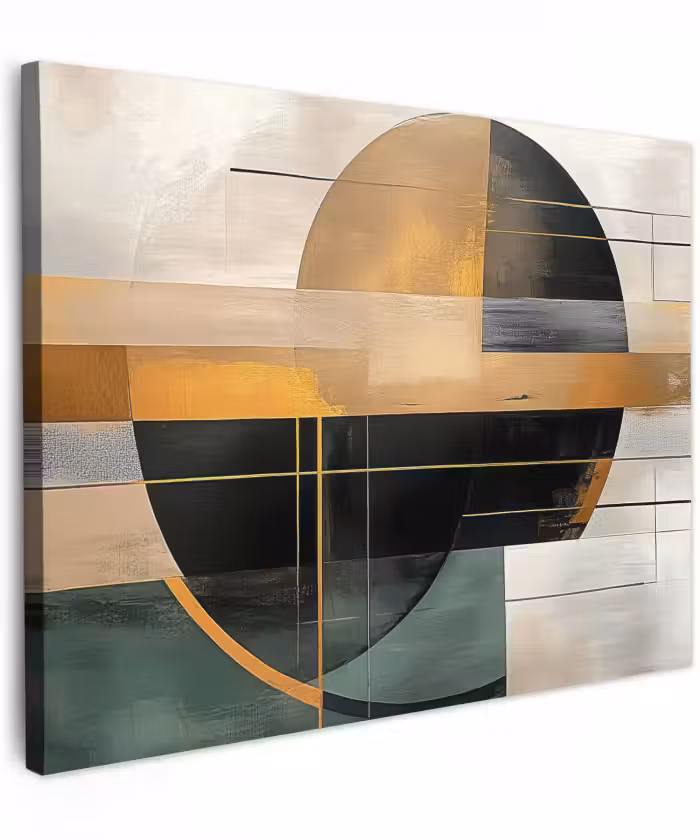 Canvas schilderij - Abstract - Goud - Brons - Groen - Vormen - Modern