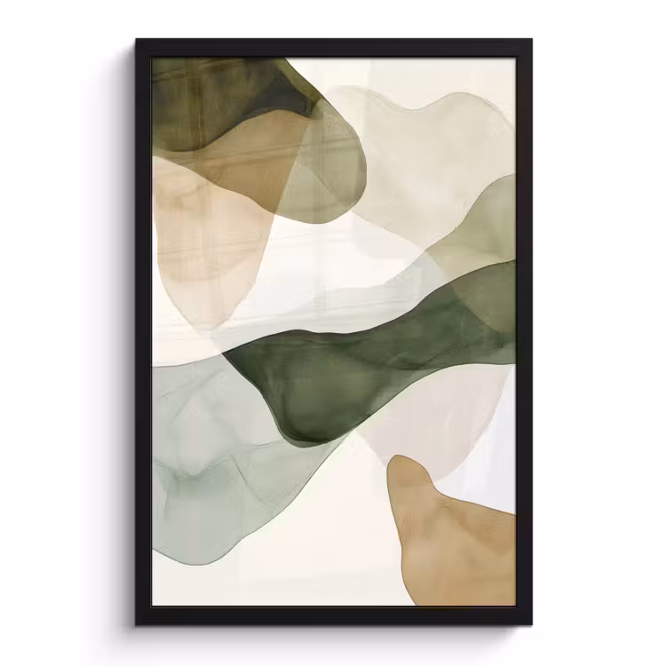 Poster met lijst - Abstracte Aquarel Vormen Groen