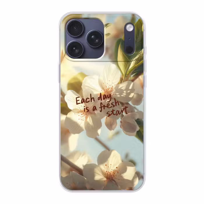 Telefoonhoesje Softcase - Each day is a fresh start bloesem