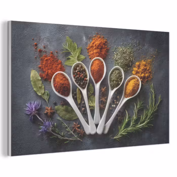 Akoestisch schilderij - Lepels - Wit - Poeder - Kruiden