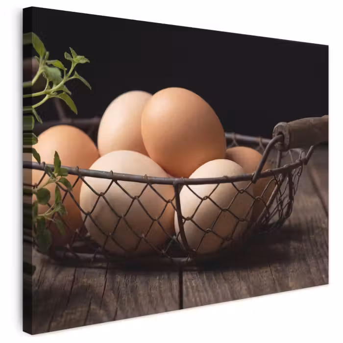 Canvas schilderij - Eieren - Mand - Eten