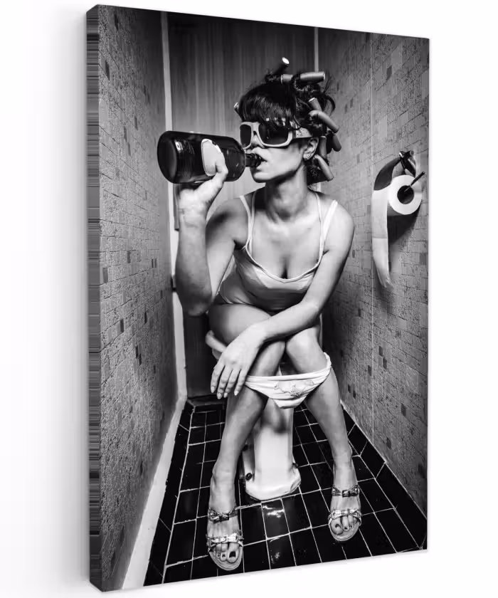 Canvas schilderij - Vrouw - Drank - Krulspelden