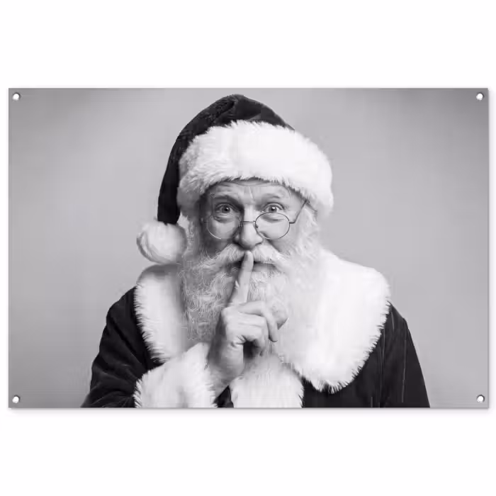 Tuinposter - Kerstman - Zwart-wit - Kerst