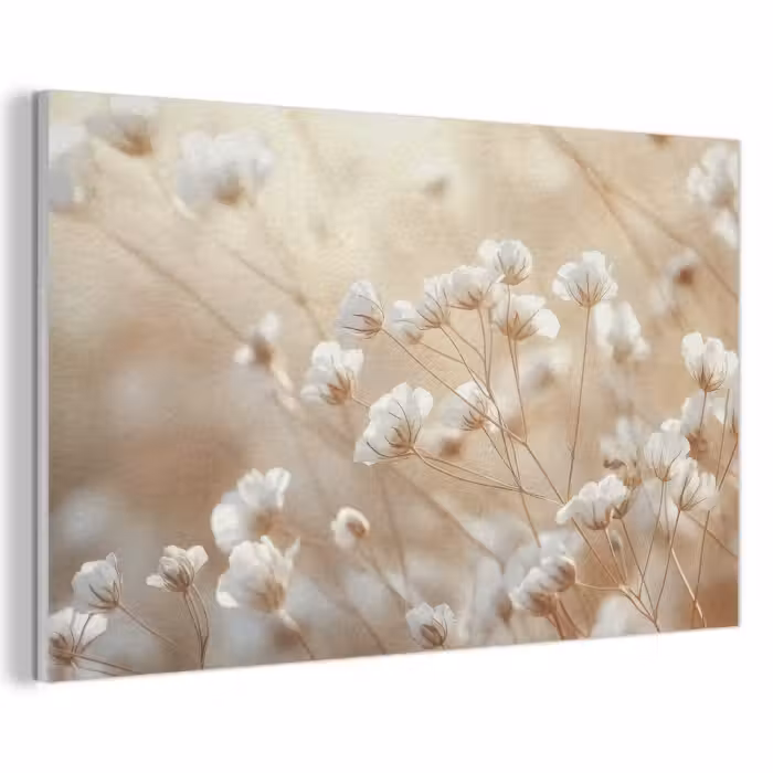 Akoestisch schilderij - Wilde - Bloemen - Wit